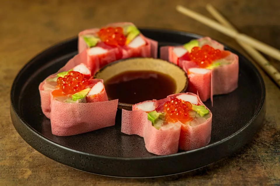 Pink Blossom Sushi Roll at Hokkaido Sushi & Ramen, Japanese Restaurant in Portland